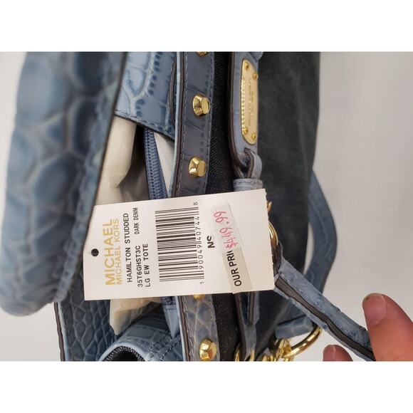 NWT MICHAEL KORS Hamilton Studded Tote Bag - Dark Denim - Picture 5 of 8